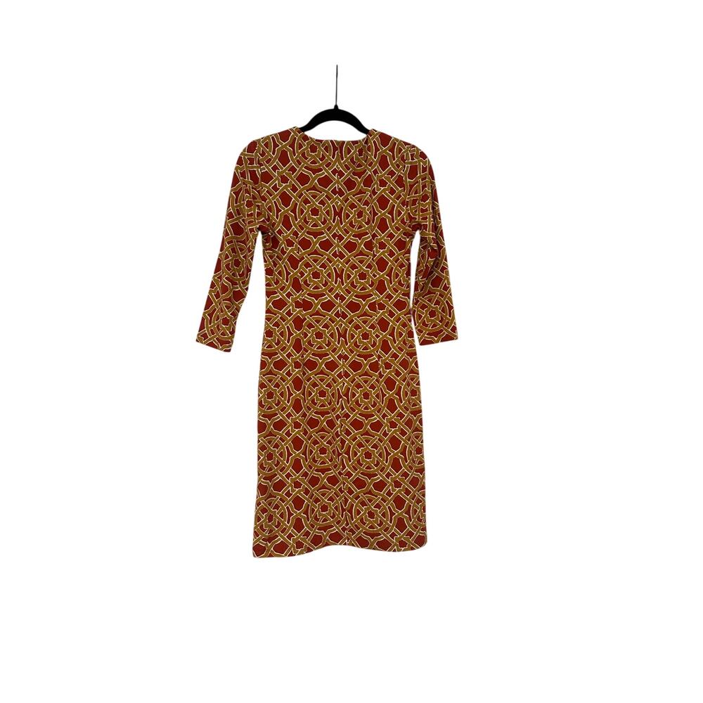 J.McLaughlin Mustard & Red Patterned Dress – 3/4 Sleeve – XS (NWT)